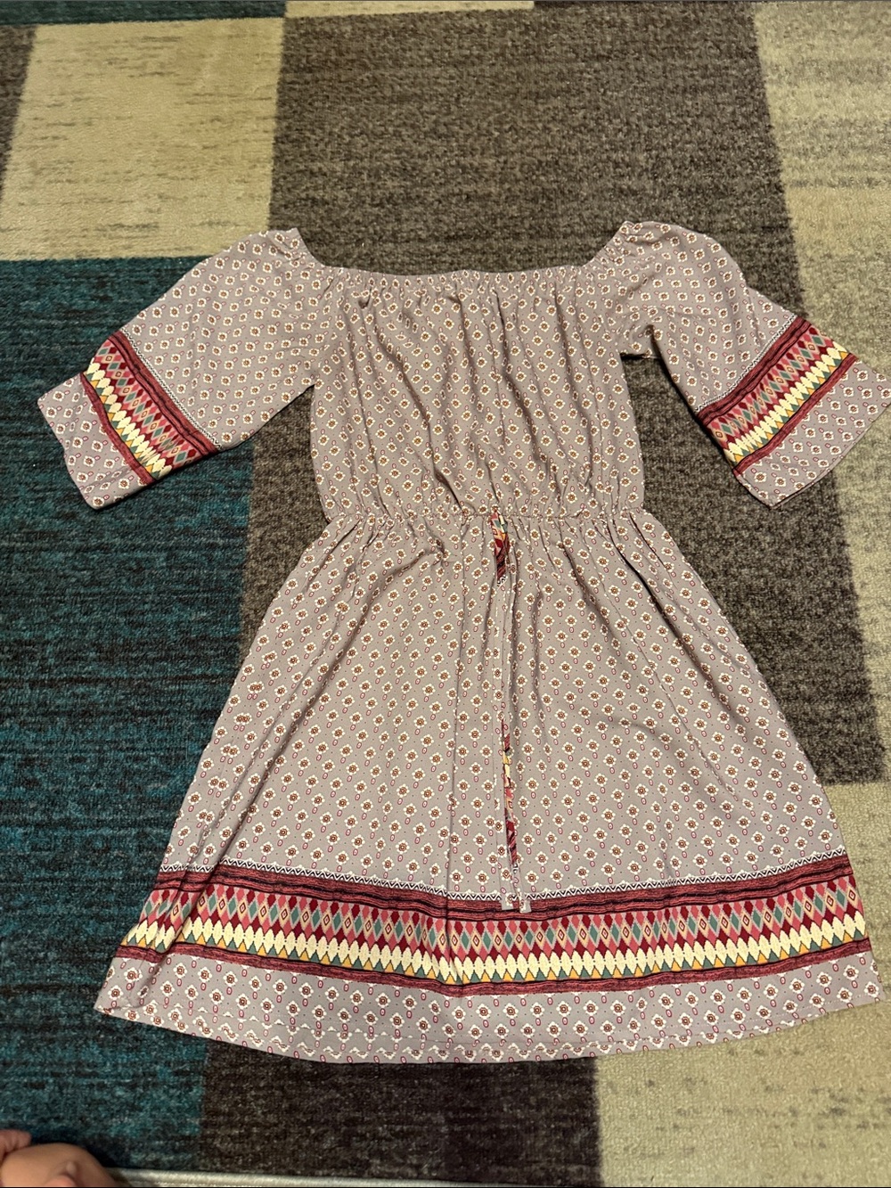 Pink Owl Boho Off-Shoulder Dress